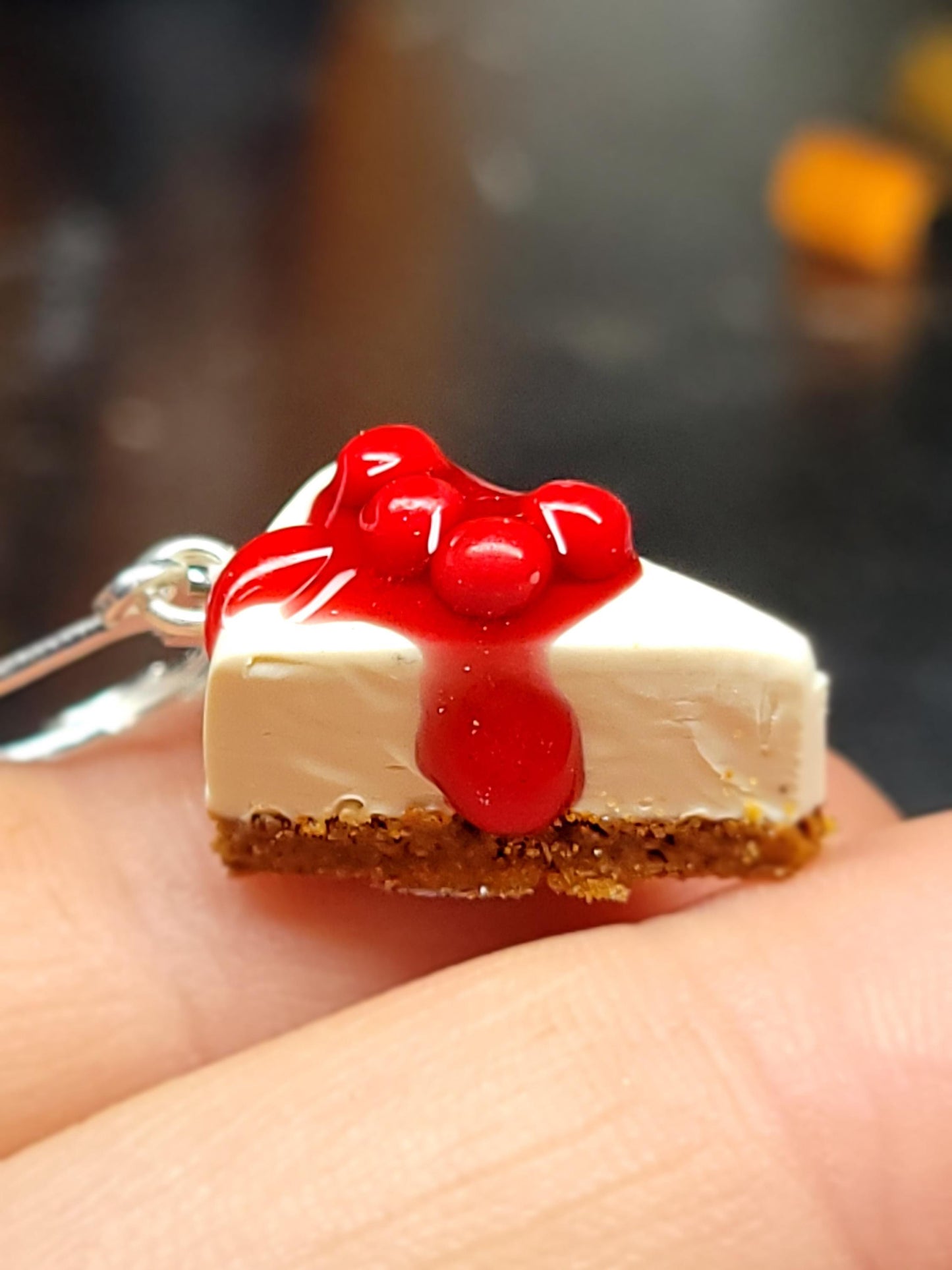 Cherry cheesecake dangle earrings