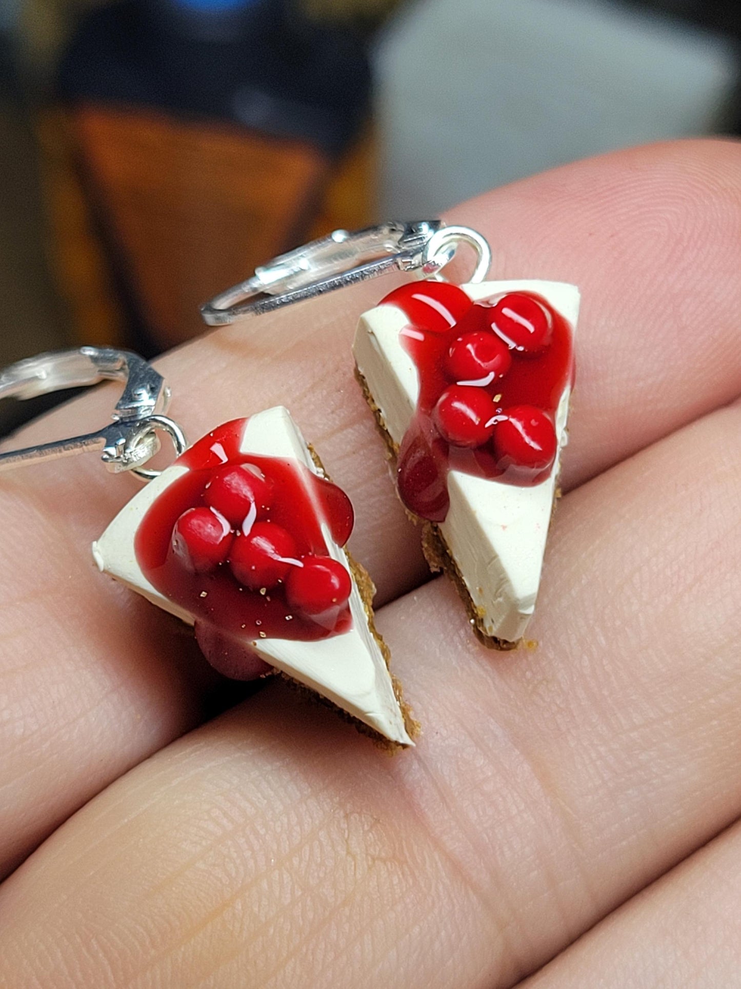 Cherry cheesecake dangle earrings