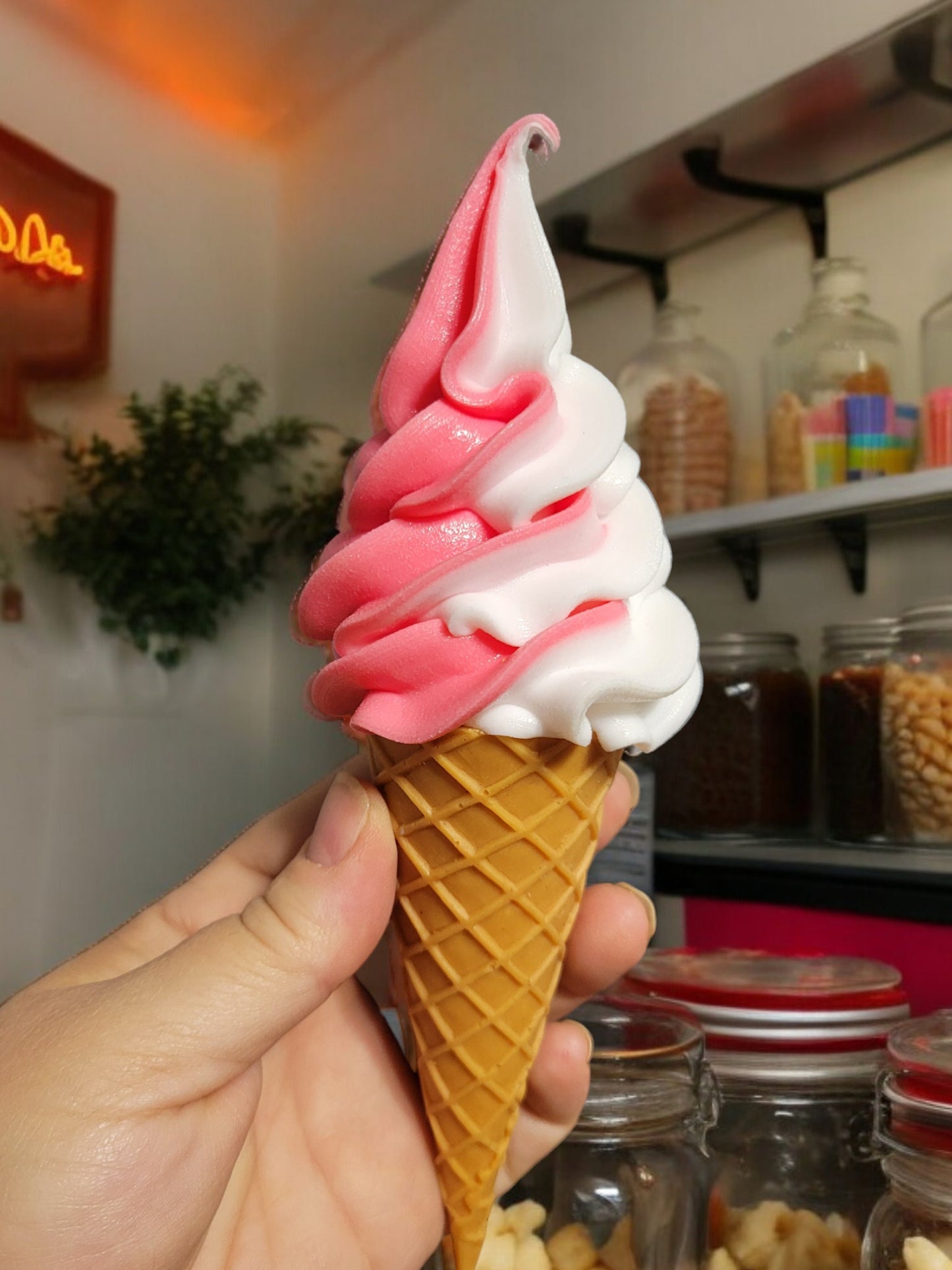 Zero calorie faux SWIRL ice cream waffle cone