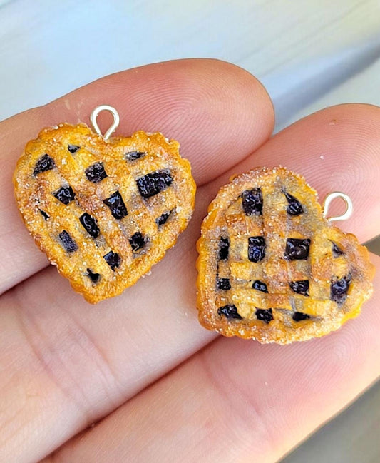 Heart shape blueberry pie dangel earrings