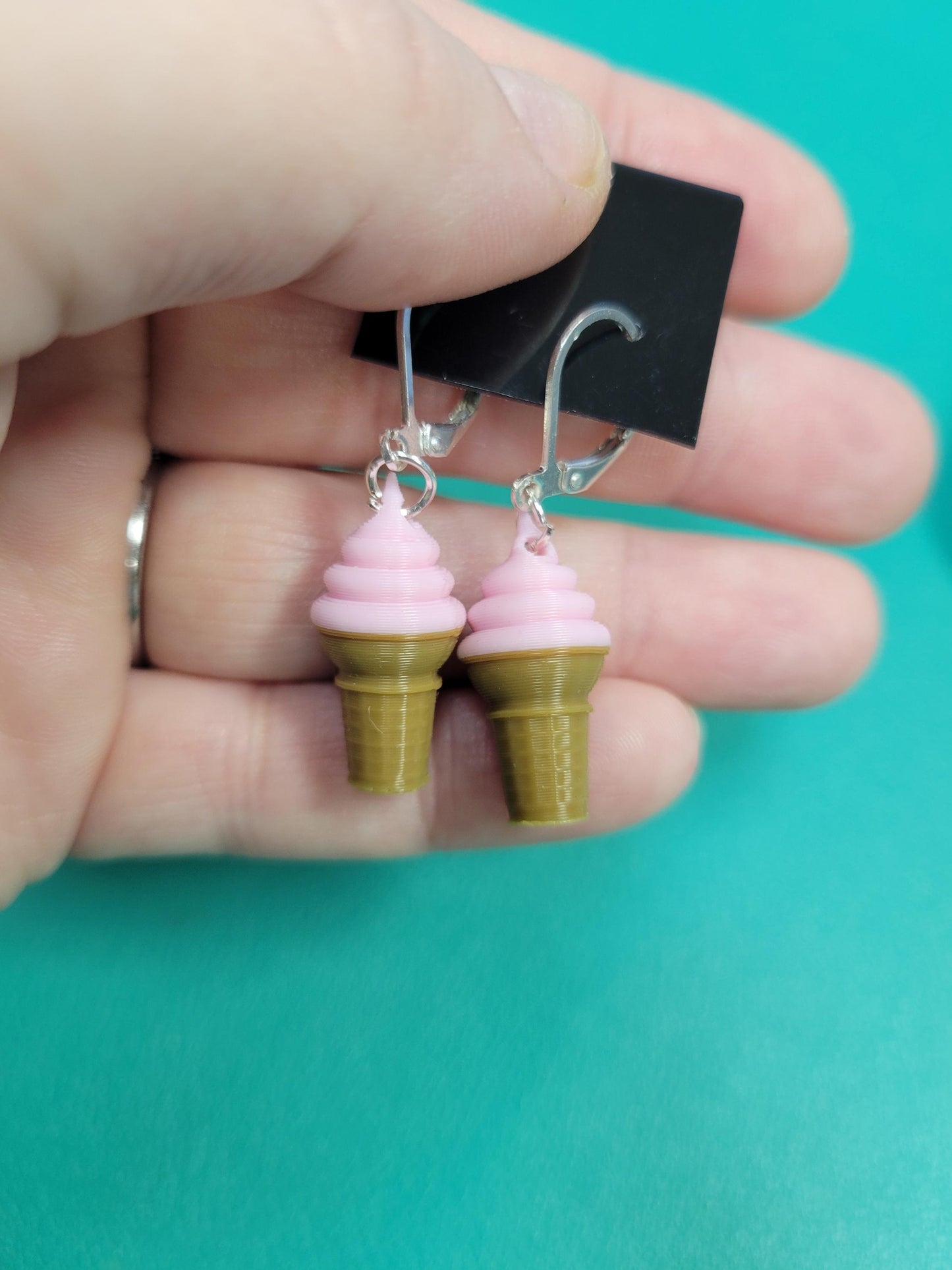 Swirl ice cream cone dangle earrings