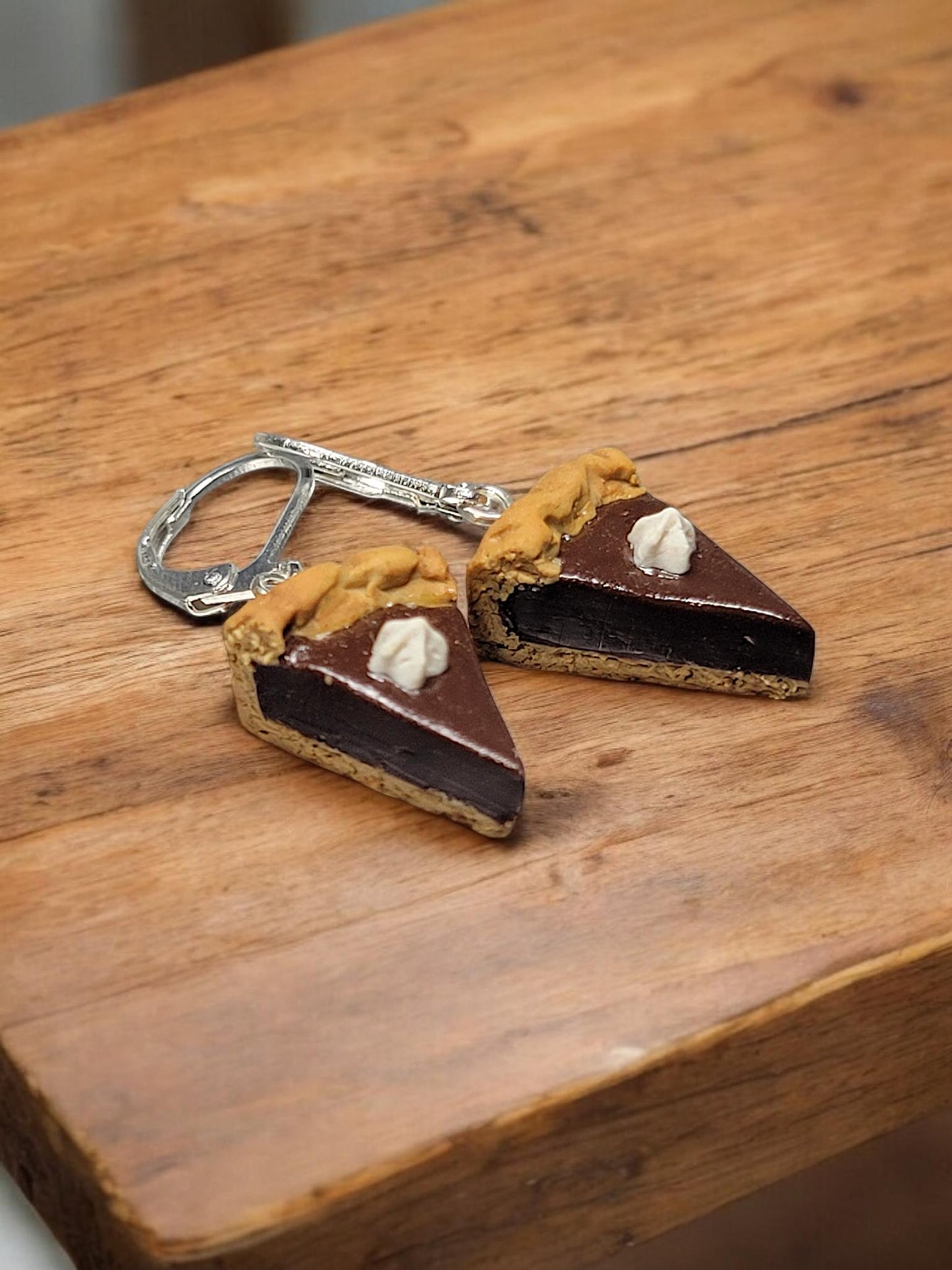 Chocolate pie slice earrings OR charm