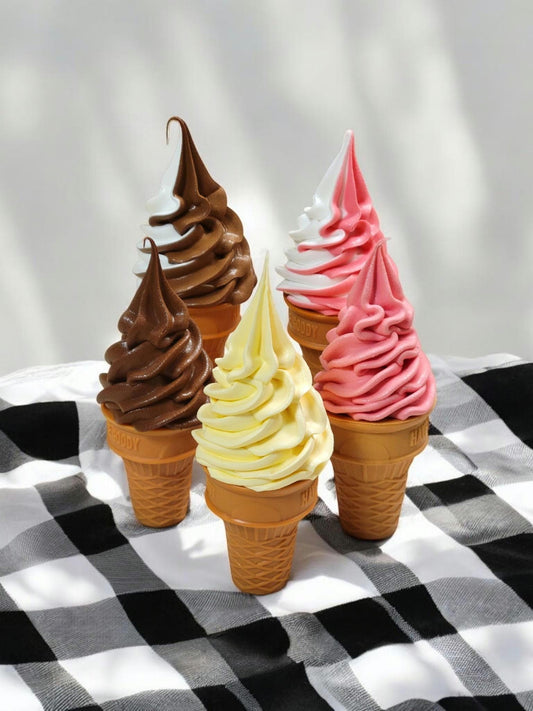 Zero calorie faux soft serve swirl ice cream cake cone