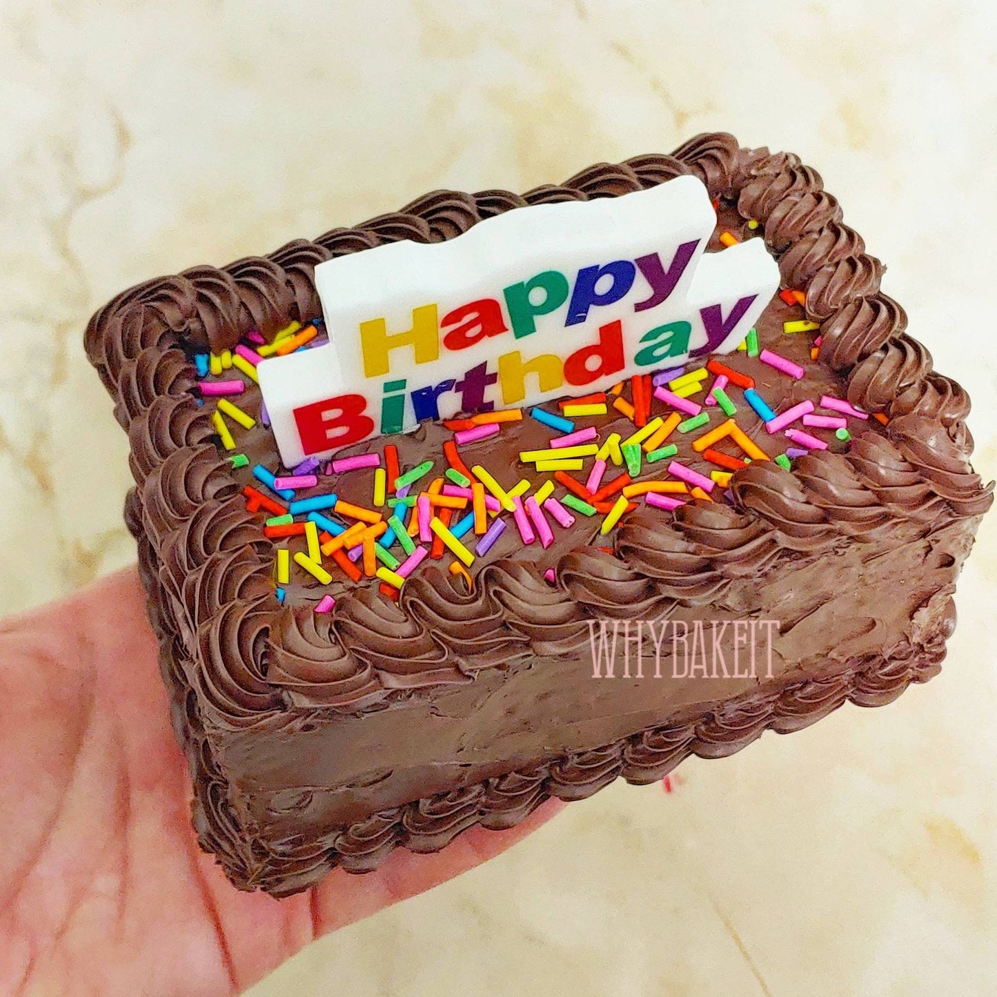 Zero calorie mini mini faux chocolate sheet cake - happy birthday - made to order