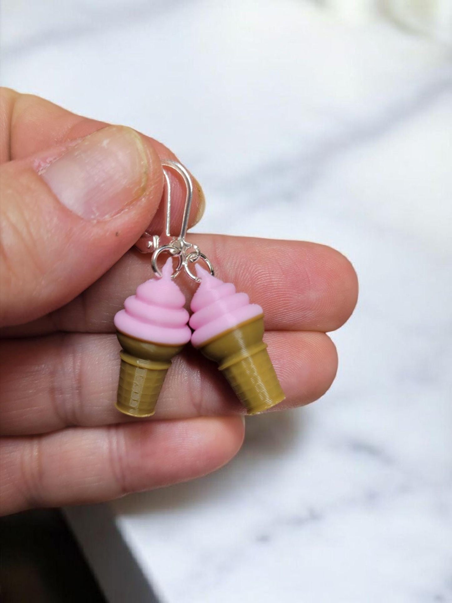 Swirl ice cream cone dangle earrings