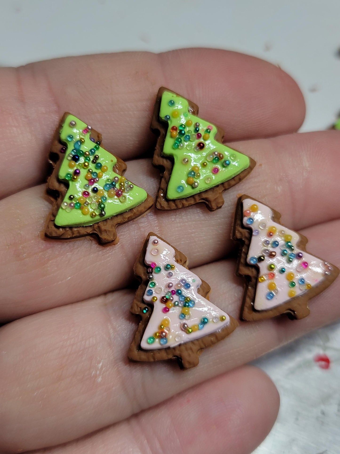 Iced gingerbread tree cookie earrings