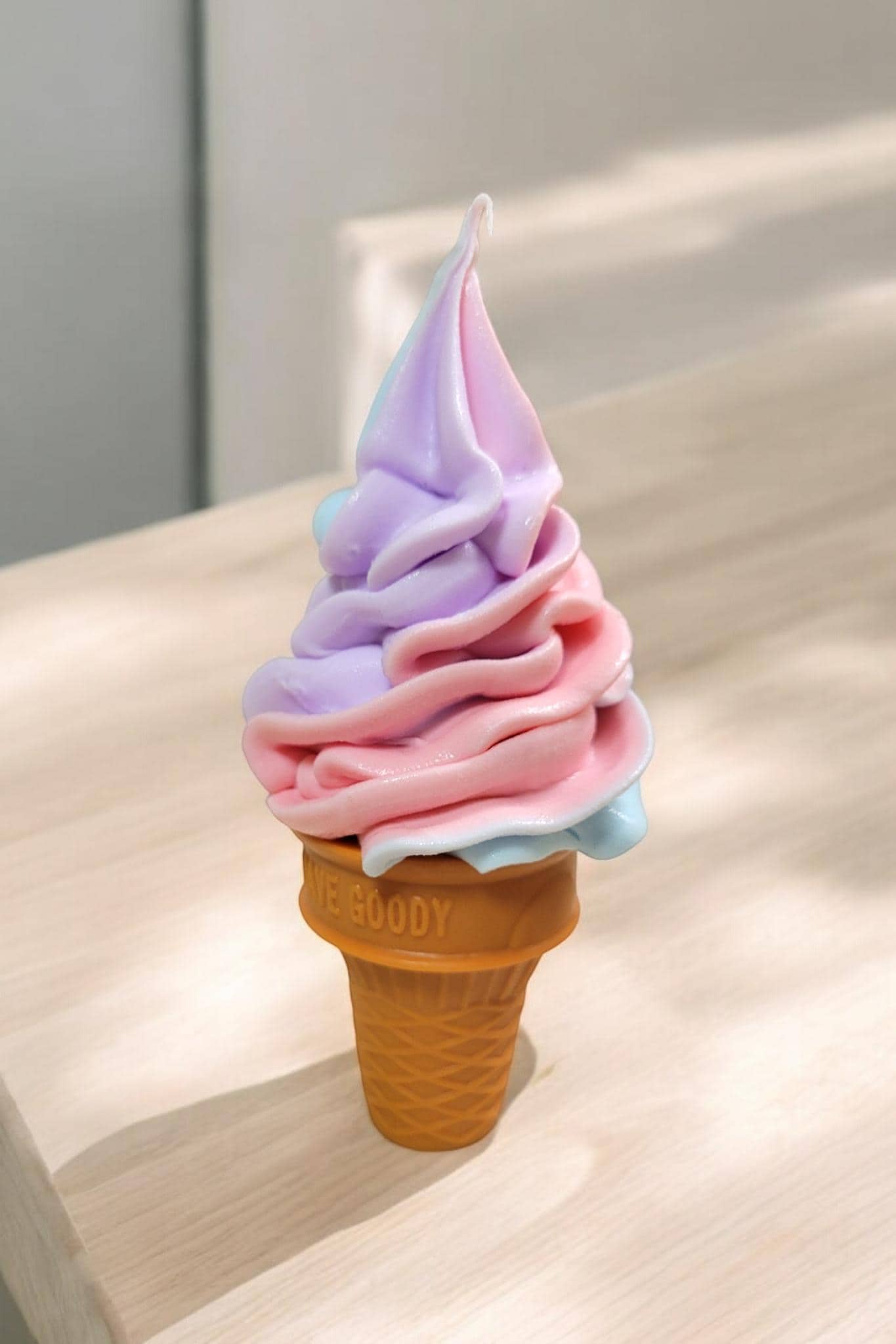 Zero calorie faux soft serve UNICORN swirl ice cream cone