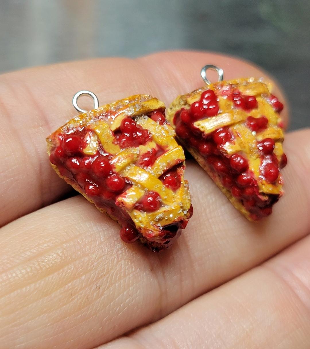 Cherry pie slice earrings OR charm