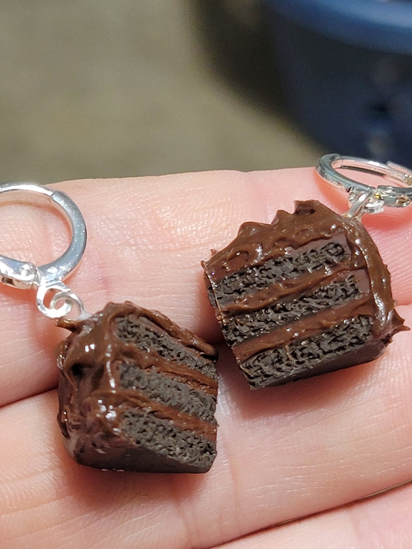 chocolate cake slice earrings or charm