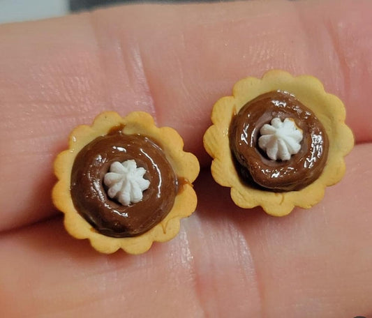 Minature chocolate tart stud earrings