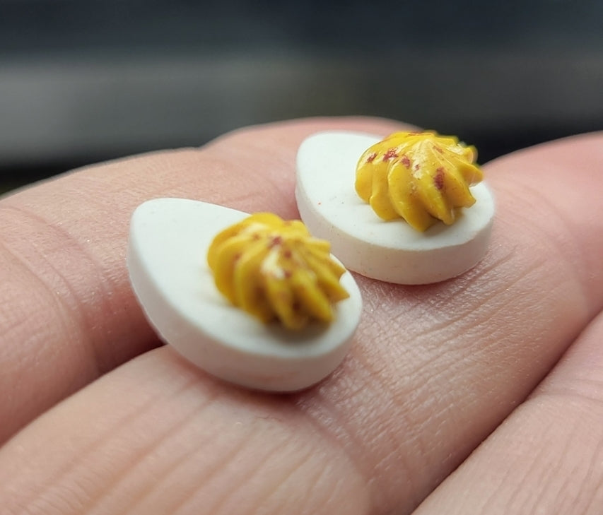 Deviled egg stud earrings