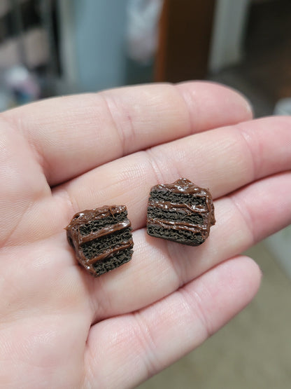 chocolate cake slice earrings or charm