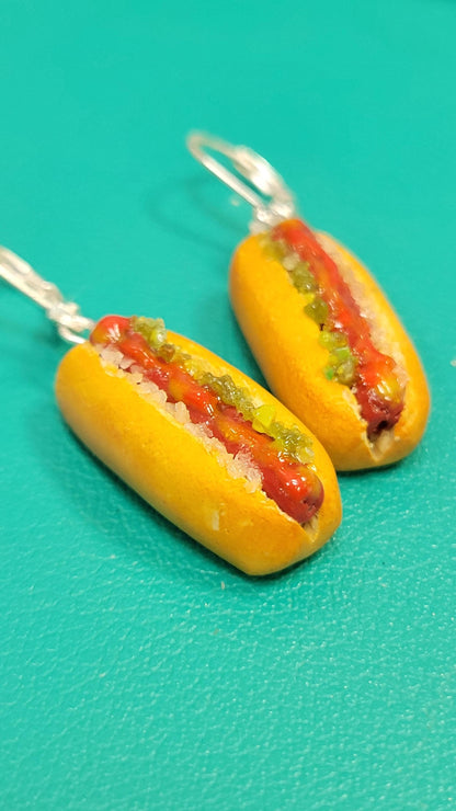 Hot dog dangle earrings
