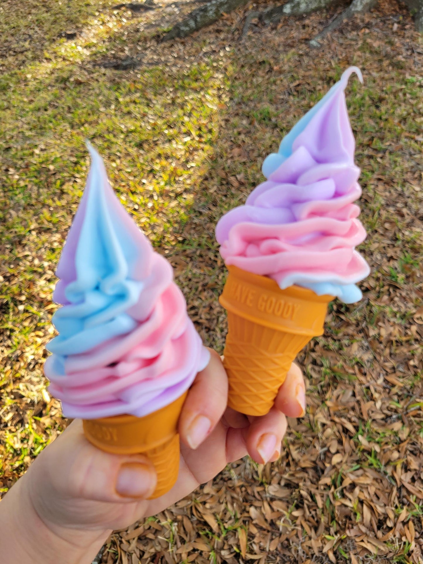 Zero calorie faux soft serve UNICORN swirl ice cream cone