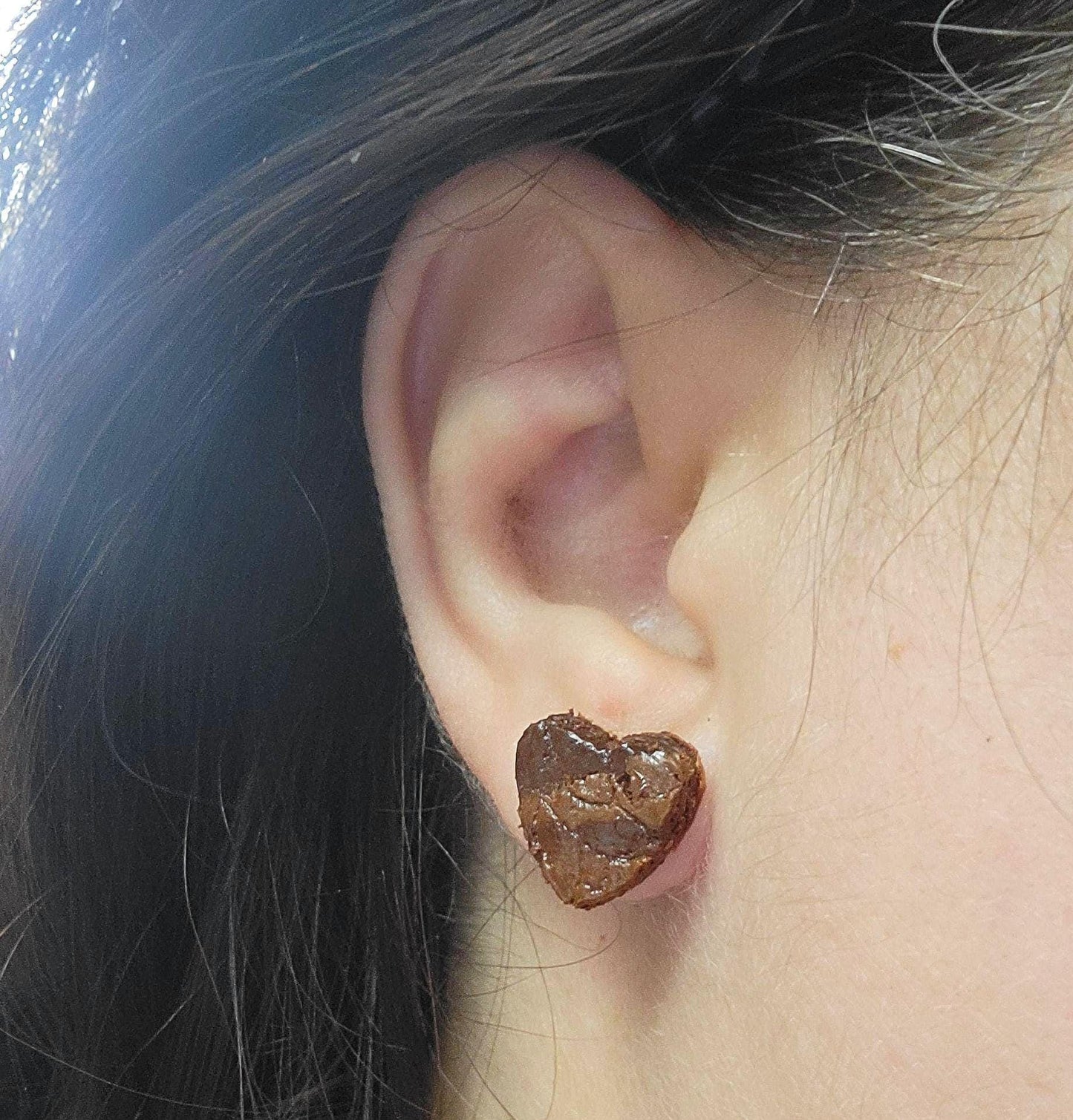 Heart brownie bite stud earrings