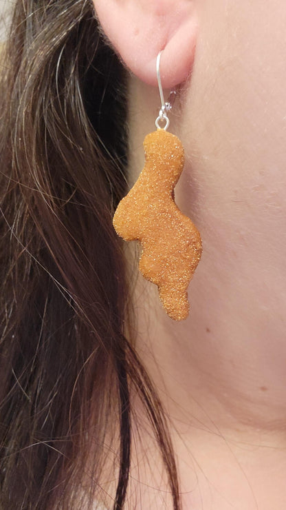 Dinosaur chicken nugget dangle earrings