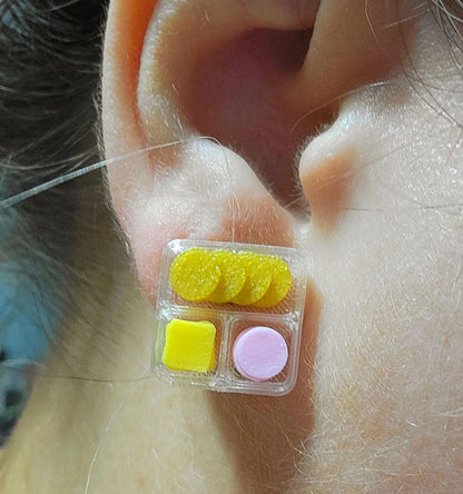 3d printed Miniature Lunchables stud earrings