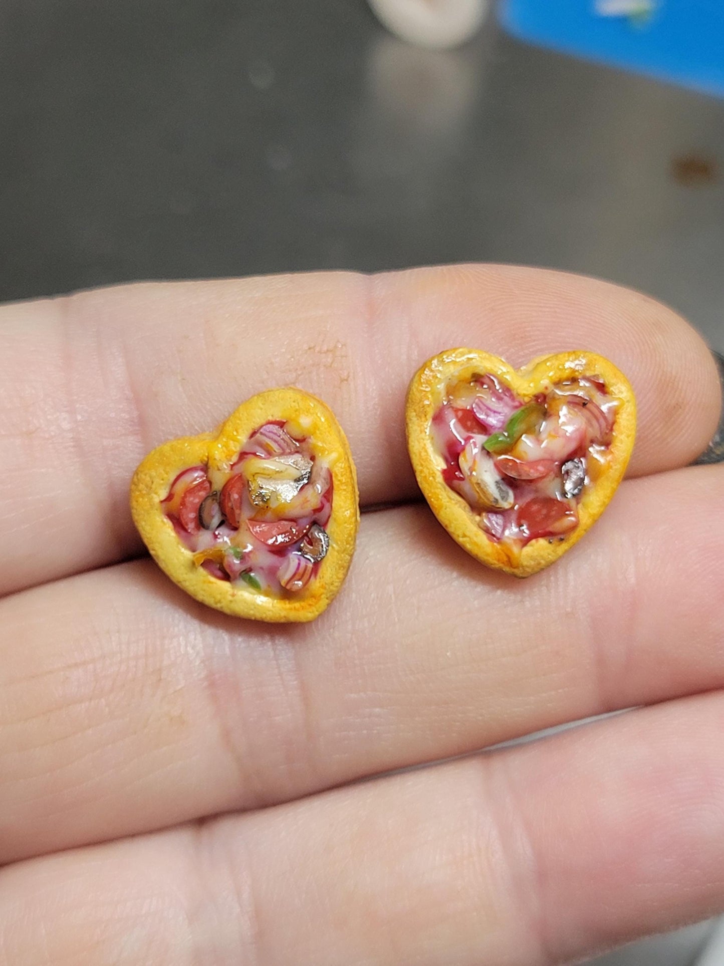Heart shaped pizza studs - customized!