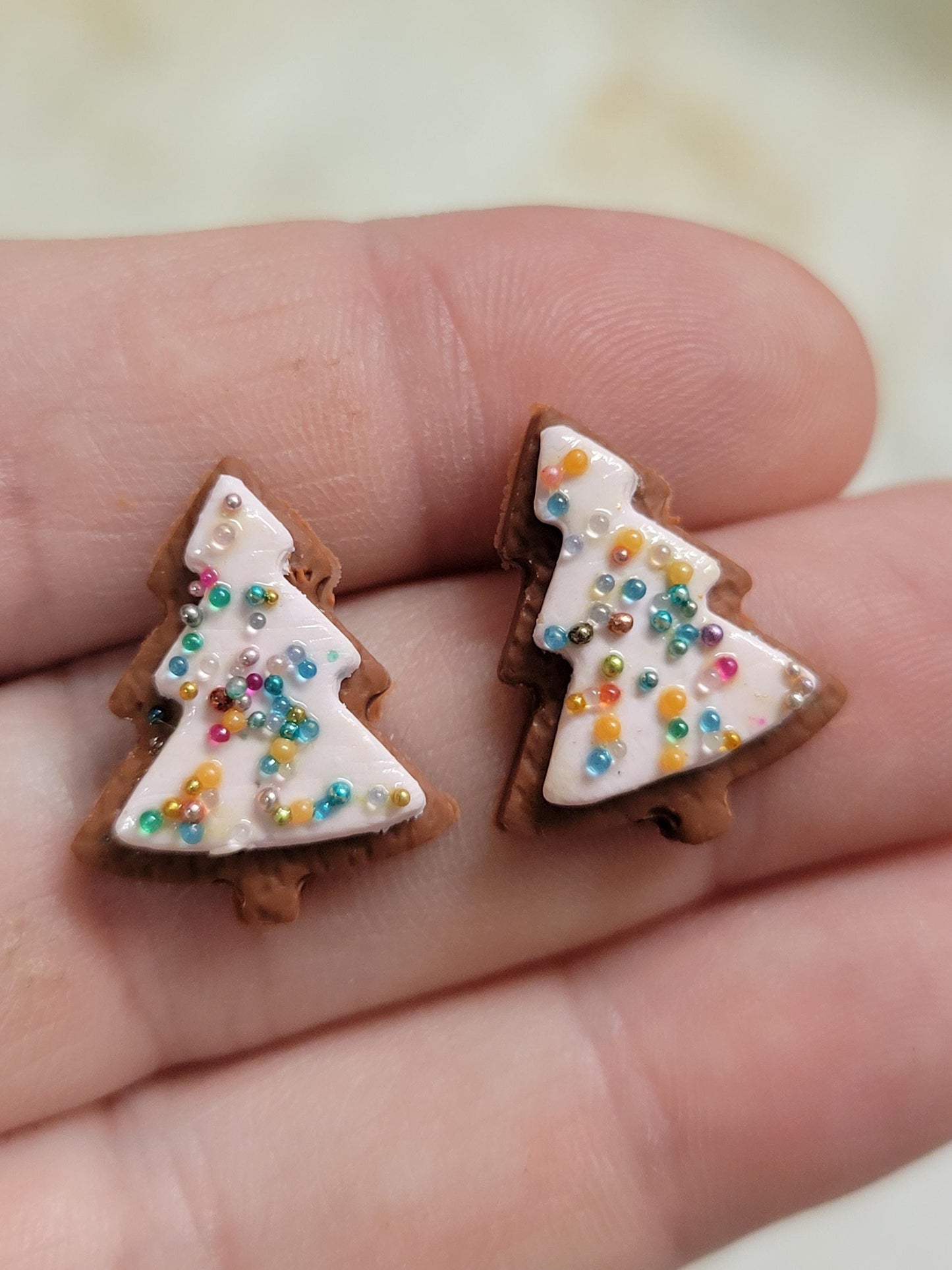 Iced gingerbread tree cookie earrings