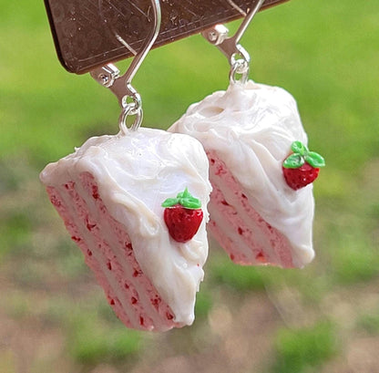 Strawberry cake slice earrings or charm