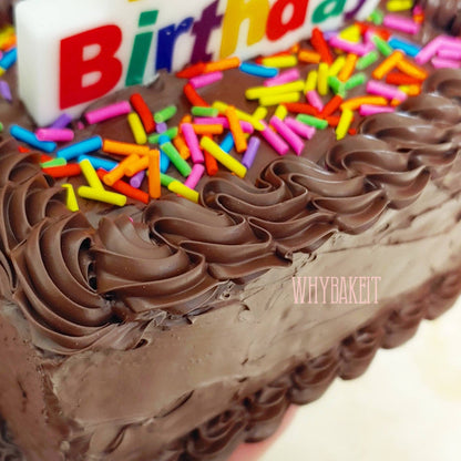 Zero calorie mini mini faux chocolate sheet cake - happy birthday - made to order