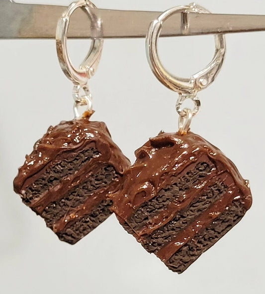 chocolate cake slice earrings or charm