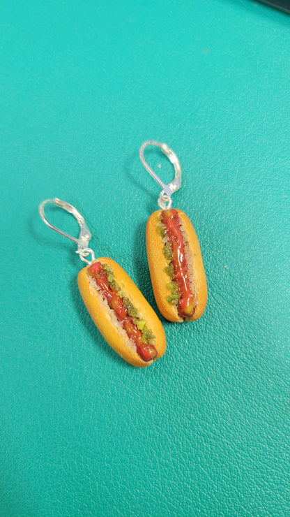 Hot dog dangle earrings