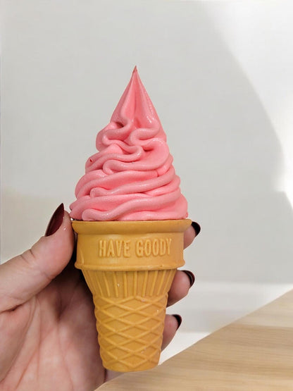 Zero calorie faux soft serve swirl ice cream cake cone