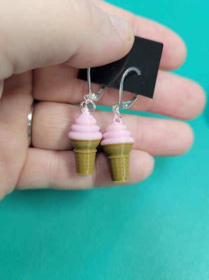 Swirl ice cream cone dangle earrings