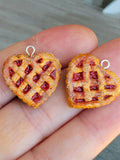 Heart shape cherry pie dangel earrings