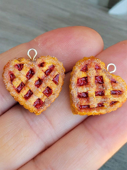 Heart shape cherry pie dangel earrings