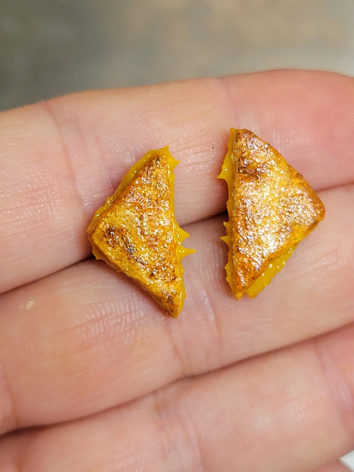 Buttery grilled cheese stud earrings