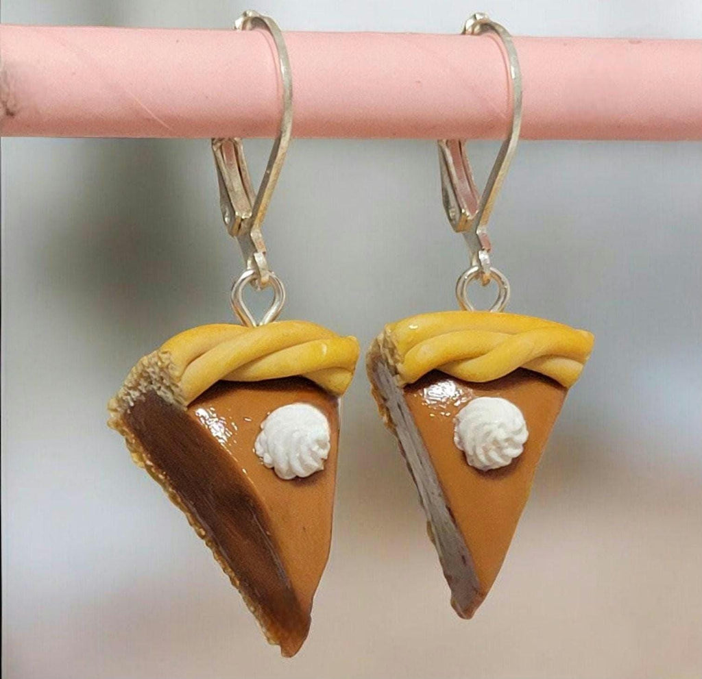 Thanksgiving Pumpkin pie slice earrings OR charm
