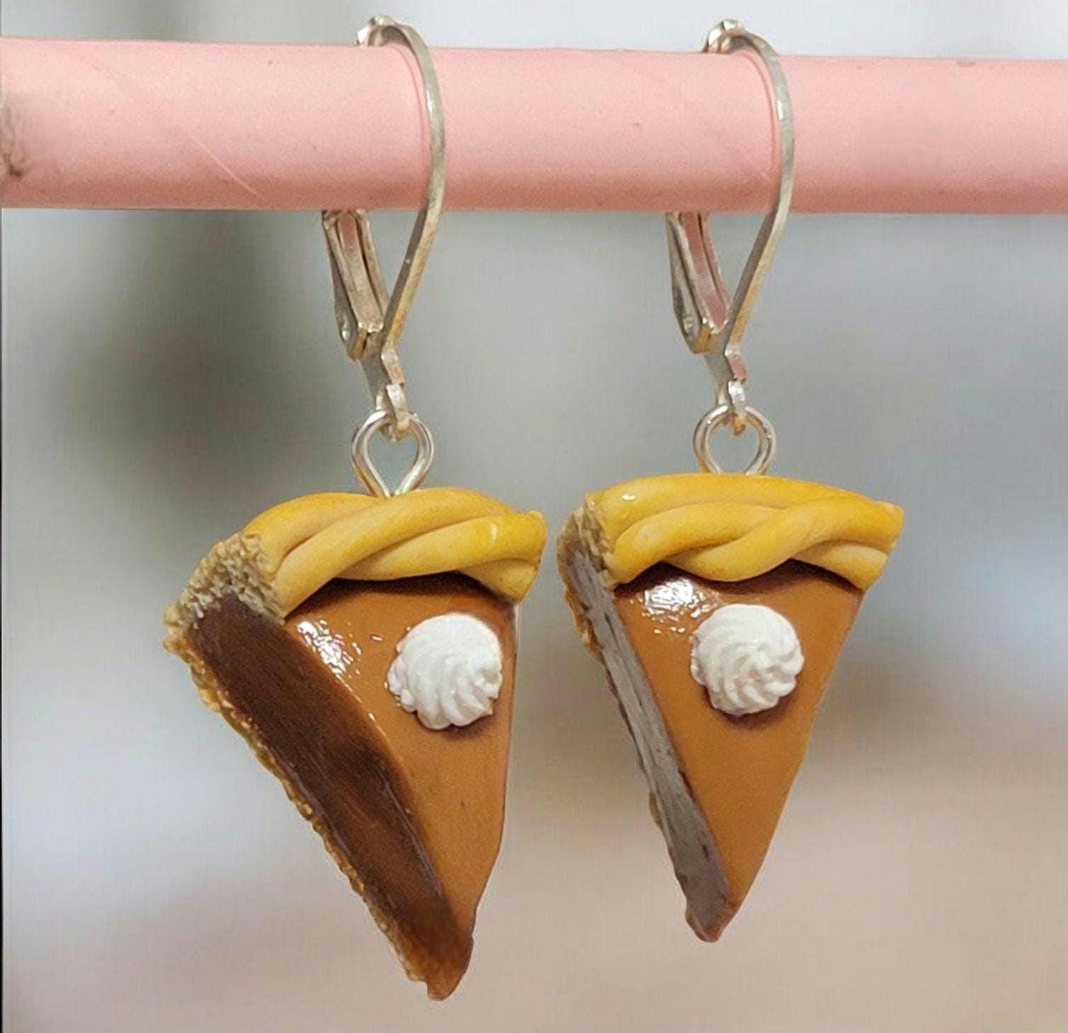 Thanksgiving Pumpkin pie slice earrings OR charm