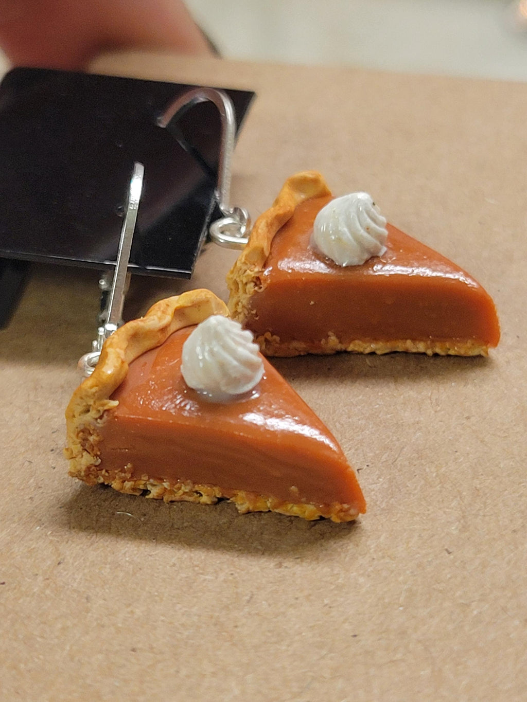 Thanksgiving Pumpkin pie slice earrings OR charm