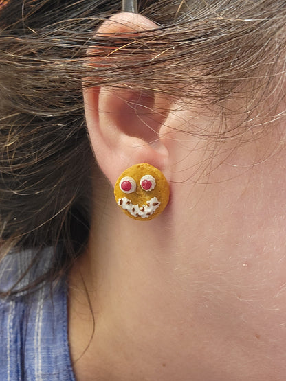 Funny face pancake earrings
