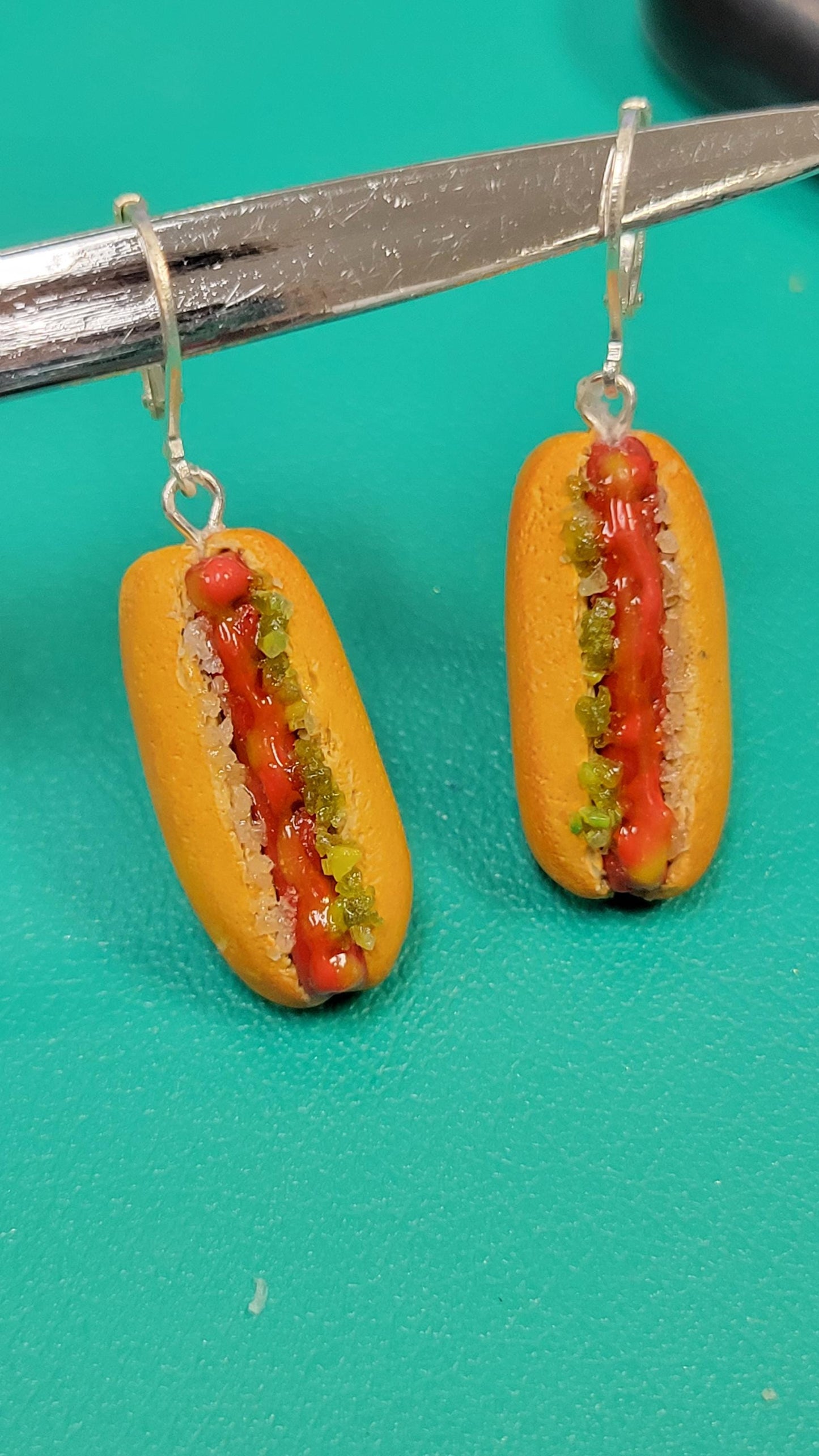 Hot dog dangle earrings
