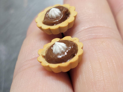 Minature chocolate tart stud earrings