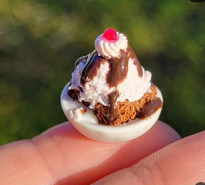 Brownie hot fudge sundae dangle earrings