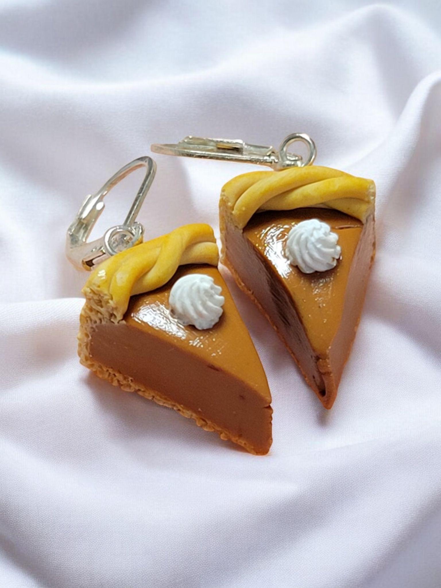 Thanksgiving Pumpkin pie slice earrings OR charm