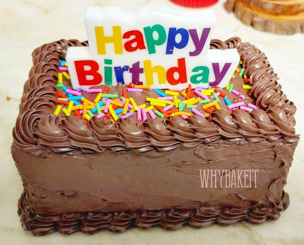 Zero calorie mini mini faux chocolate sheet cake - happy birthday - made to order