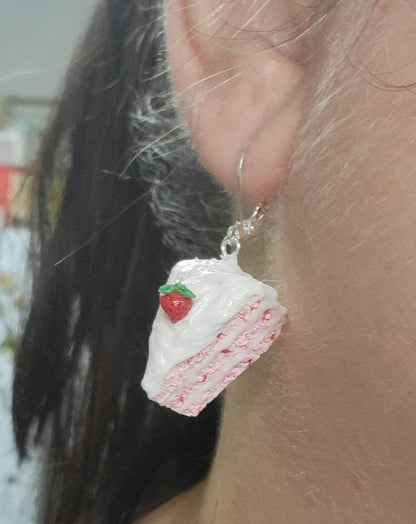 Strawberry cake slice earrings or charm