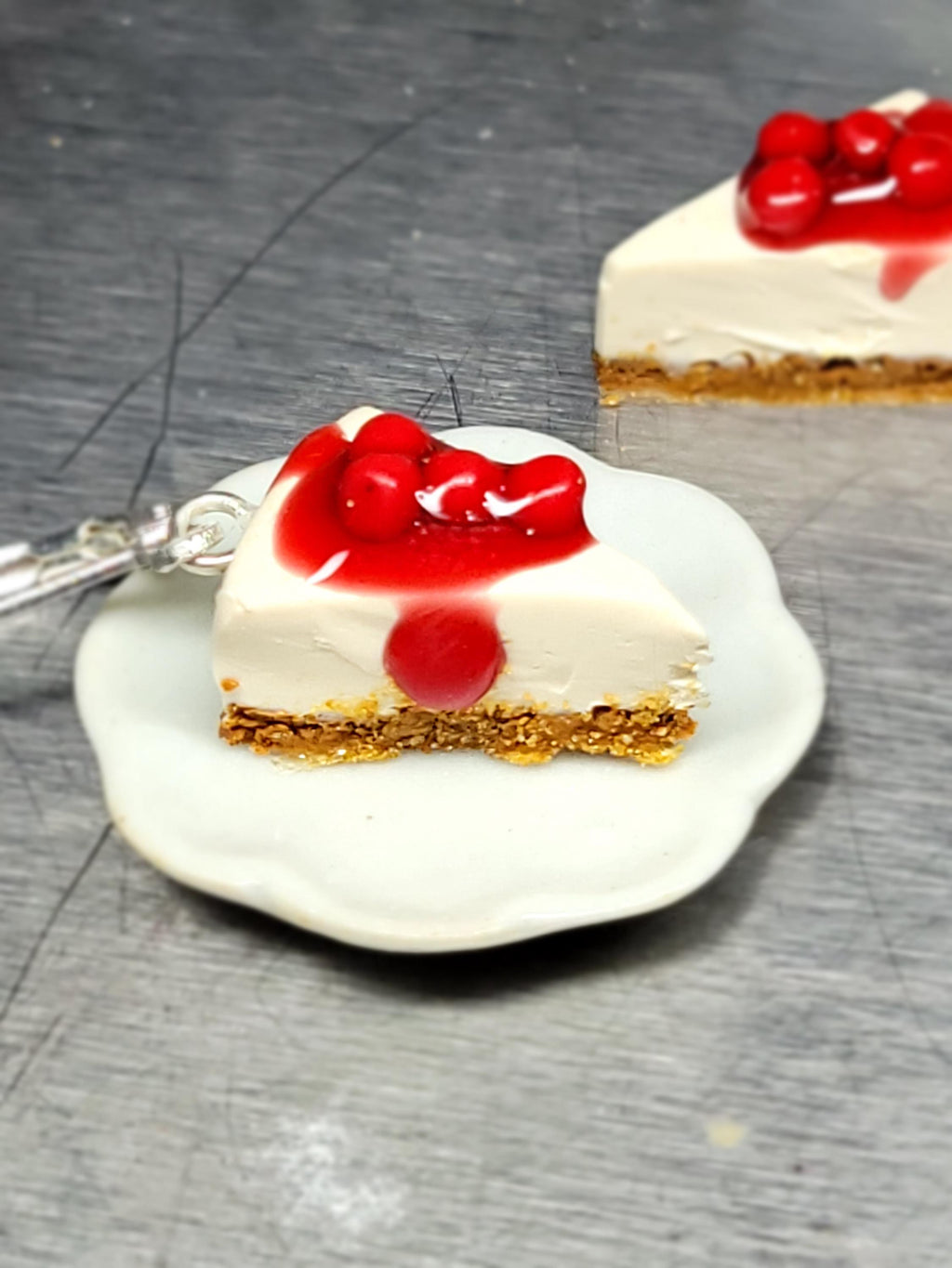 Cherry cheesecake dangle earrings