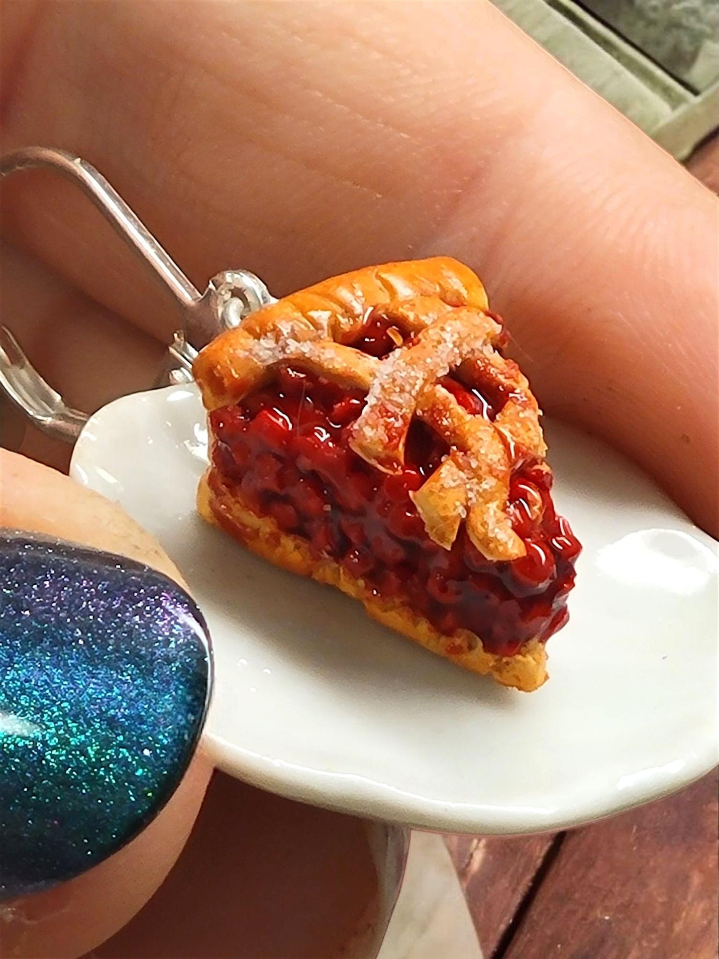 Cherry pie slice earrings OR charm