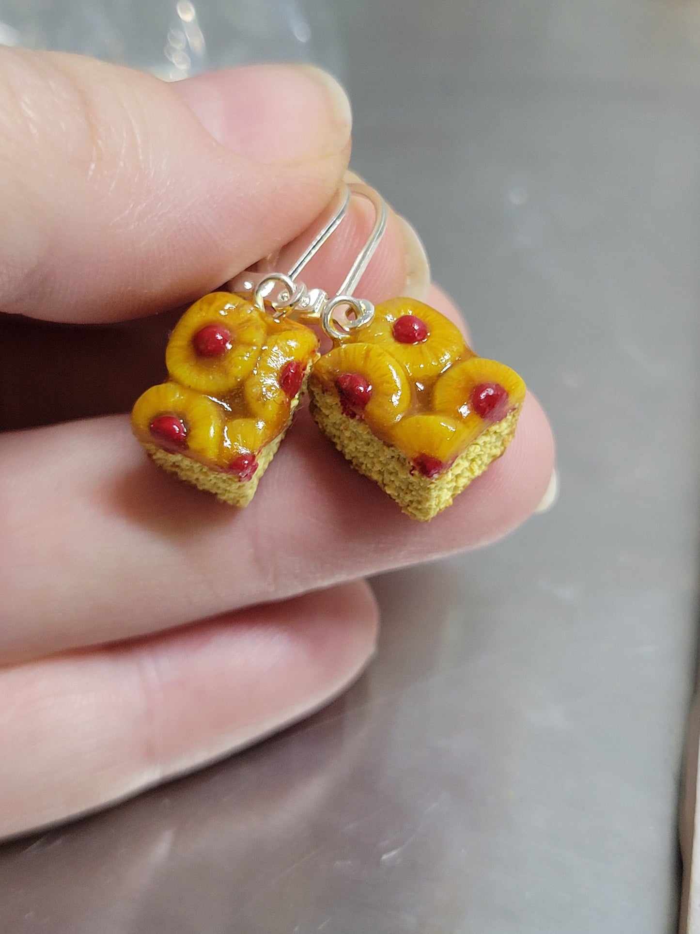 Pineapple upside down cake slice earrings or charm