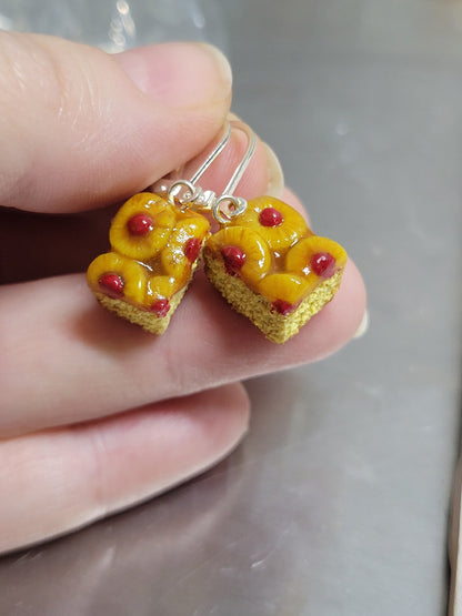Pineapple upside down cake slice earrings or charm