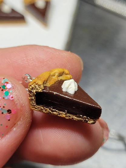 Chocolate pie slice earrings OR charm