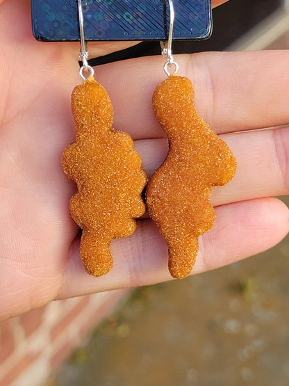 Dinosaur chicken nugget dangle earrings