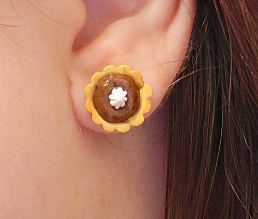 Minature chocolate tart stud earrings
