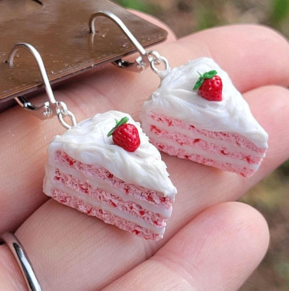 Strawberry cake slice earrings or charm